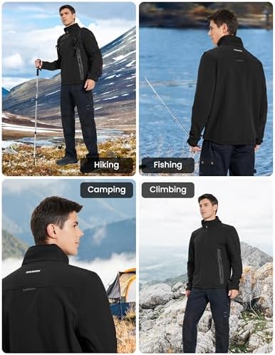 DURAWERK Softshell Jacket Mens Fleece Jacket Water Resistant Jackets Work Jackets for Men Tactical Jacket Windbreaker