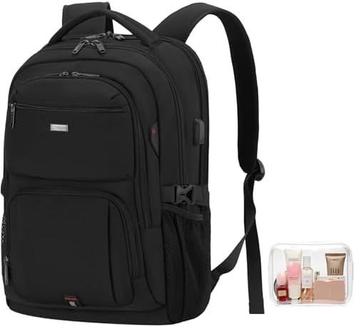DUSLANG 17 Inch Laptop Backpack for Travel Water Resistant College Backpack for Men/Women Laptop Bag with USB Charging Port Black