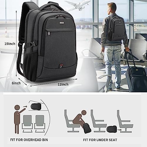 DUSLANG 17 Inch Laptop Backpack for Travel Water Resistant College Backpack for Men/Women Laptop Bag with USB Charging Port Black