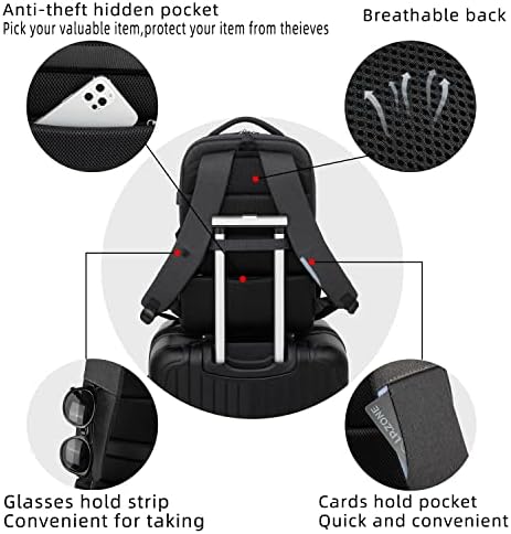 DUSLANG 17 Inch Laptop Backpack for Travel Water Resistant College Backpack for Men/Women Laptop Bag with USB Charging Port Black