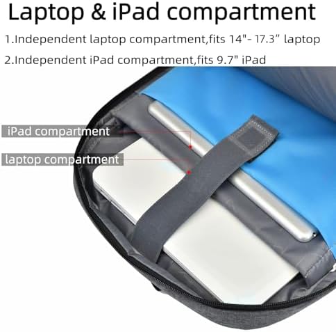 DUSLANG 17 Inch Laptop Backpack for Travel Water Resistant College Backpack for Men/Women Laptop Bag with USB Charging Port Black