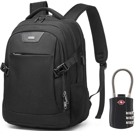 DUSLANG 17 Inch Laptop Backpack for Travel Water Resistant College Backpack for Men/Women Laptop Bag with USB Charging Port Black