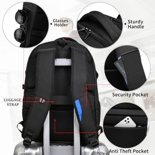 DUSLANG 17 Inch Laptop Backpack for Travel Water Resistant College Backpack for Men/Women Laptop Bag with USB Charging Port Black