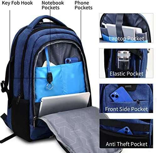 DUSLANG 17 Inch Laptop Backpack for Travel Water Resistant College Backpack for Men/Women Laptop Bag with USB Charging Port Black