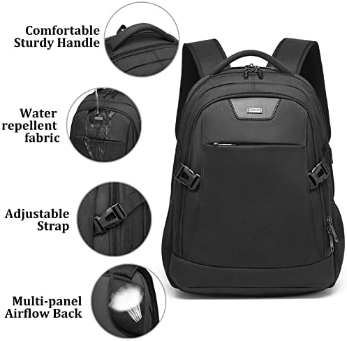 DUSLANG 17 Inch Laptop Backpack for Travel Water Resistant College Backpack for Men/Women Laptop Bag with USB Charging Port Black
