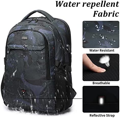 DUSLANG 17 Inch Laptop Backpack for Travel Water Resistant College Backpack for Men/Women Laptop Bag with USB Charging Port Black