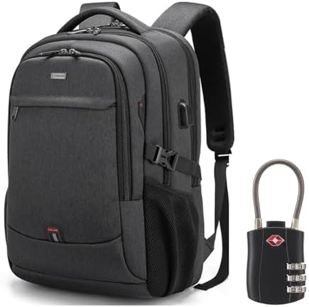 DUSLANG 17 Inch Laptop Backpack for Travel Water Resistant College Backpack for Men/Women Laptop Bag with USB Charging Port Black