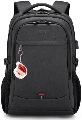 DUSLANG 17 Inch Laptop Backpack for Travel Water Resistant College Backpack for Men/Women Laptop Bag with USB Charging Port Black