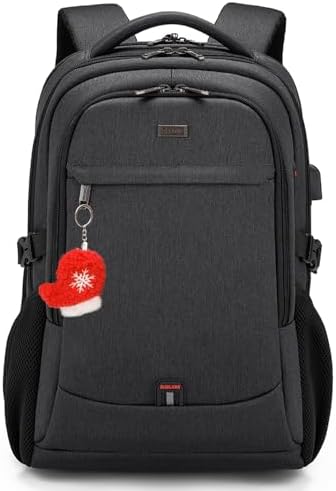 DUSLANG 17 Inch Laptop Backpack for Travel Water Resistant College Backpack for Men/Women Laptop Bag with USB Charging Port Black