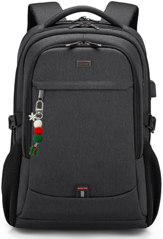 DUSLANG 17 Inch Laptop Backpack for Travel Water Resistant College Backpack for Men/Women Laptop Bag with USB Charging Port Black