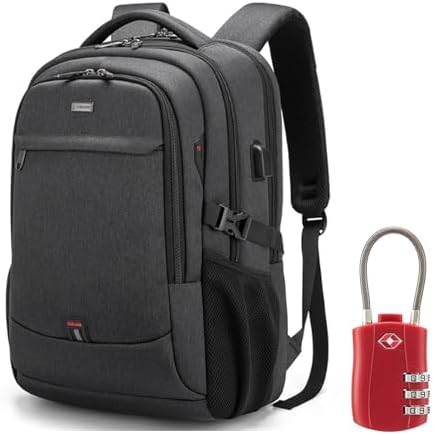 DUSLANG 17 Inch Laptop Backpack for Travel Water Resistant College Backpack for Men/Women Laptop Bag with USB Charging Port Black