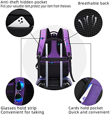 DUSLANG 17 Inch Laptop Backpack for Travel Water Resistant College Backpack for Men/Women Laptop Bag with USB Charging Port Black