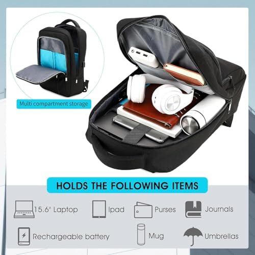 DUSLANG 17 Inch Laptop Backpack for Travel Water Resistant College Backpack for Men/Women Laptop Bag with USB Charging Port Black