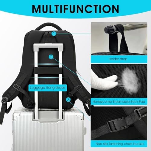 DUSLANG 17 Inch Laptop Backpack for Travel Water Resistant College Backpack for Men/Women Laptop Bag with USB Charging Port Black