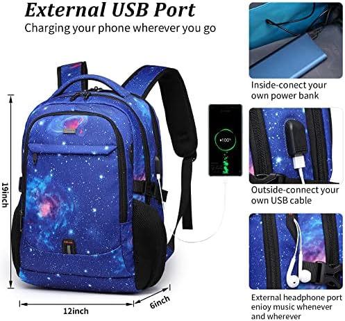 DUSLANG 17 Inch Laptop Backpack for Travel Water Resistant College Backpack for Men/Women Laptop Bag with USB Charging Port Black