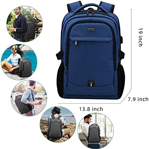 DUSLANG 17 Inch Laptop Backpack for Travel Water Resistant College Backpack for Men/Women Laptop Bag with USB Charging Port Black