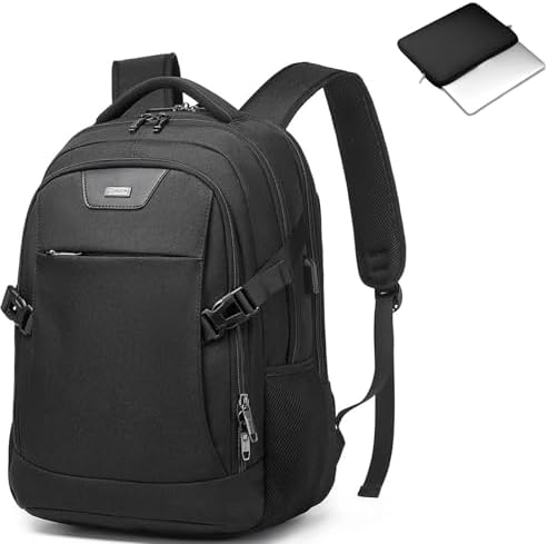 DUSLANG 17 Inch Laptop Backpack for Travel Water Resistant College Backpack for Men/Women Laptop Bag with USB Charging Port Black