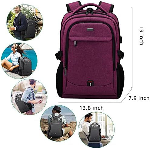 DUSLANG 17 Inch Laptop Backpack for Travel Water Resistant College Backpack for Men/Women Laptop Bag with USB Charging Port Black