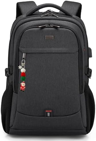 DUSLANG 17 Inch Laptop Backpack for Travel Water Resistant College Backpack for Men/Women Laptop Bag with USB Charging Port Black