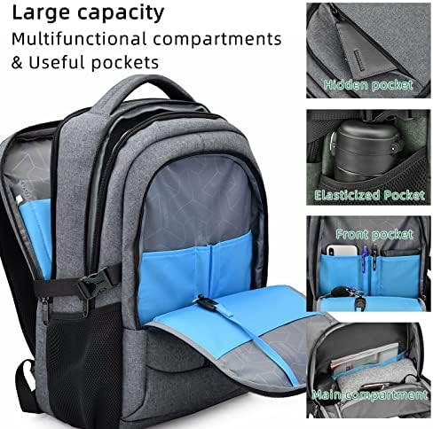 DUSLANG 17 Inch Laptop Backpack for Travel Water Resistant College Backpack for Men/Women Laptop Bag with USB Charging Port Black