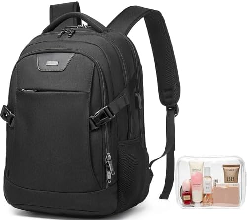 DUSLANG 17 Inch Laptop Backpack for Travel Water Resistant College Backpack for Men/Women Laptop Bag with USB Charging Port Black