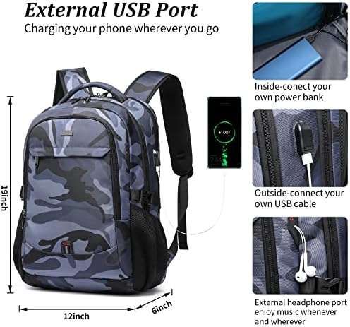 DUSLANG 17 Inch Laptop Backpack for Travel Water Resistant College Backpack for Men/Women Laptop Bag with USB Charging Port Black