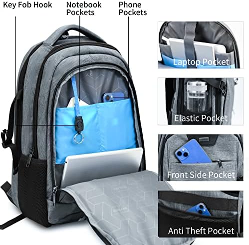 DUSLANG 17 Inch Laptop Backpack for Travel Water Resistant College Backpack for Men/Women Laptop Bag with USB Charging Port Black