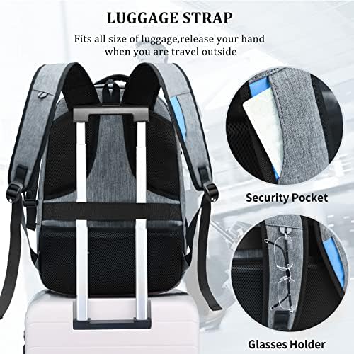 DUSLANG 17 Inch Laptop Backpack for Travel Water Resistant College Backpack for Men/Women Laptop Bag with USB Charging Port Black