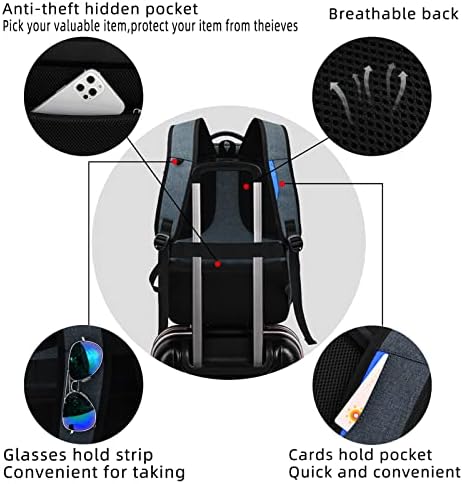 DUSLANG 17 Inch Laptop Backpack for Travel Water Resistant College Backpack for Men/Women Laptop Bag with USB Charging Port Black
