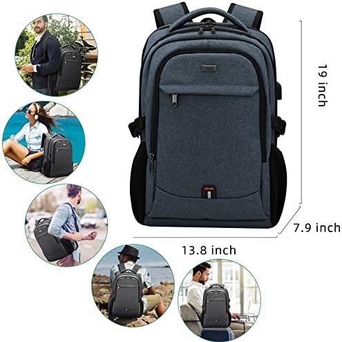 DUSLANG 17 Inch Laptop Backpack for Travel Water Resistant College Backpack for Men/Women Laptop Bag with USB Charging Port Black