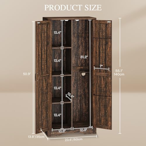 DWVO Wooden Storage Cabinet  Vacuum Cleaner Storage Compatible with Dyson Models  Utility Stand for Brooms and Mops  Cleaning Tool Cabinet with Doors for Garage  Office  Home