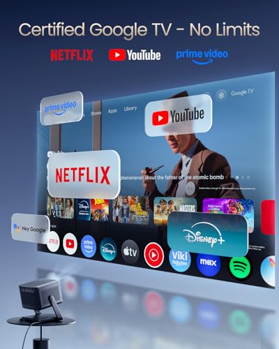 Dangbei DBOX02 Pro 4K Projector GTV  2000 ISO Lumens  HDR10   Dolby Audio  3D Ready  Auto Keystone/Focus  300 Screen  WiFi & Bluetooth Home Theater Projector for Bedroom