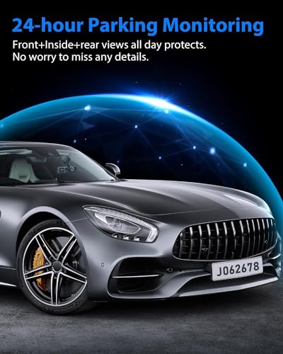 Cámara de tablero frontal y trasera, cámara de tablero 1080P para automóviles, cámara de automóvil de 3 canales frontal trasera e interior con tarjeta de 32 GB, grabación en bucle, visión nocturna