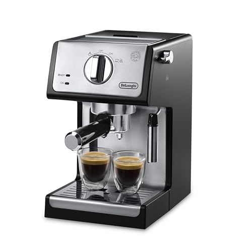 DeLonghi 15 Bar Pump Espresso Machine with Milk Frother & Temperature Control   Compact Home Barista Coffee Maker for Espresso  Latte  Cappuccino & Iced Coffee  Easy to Clean Design