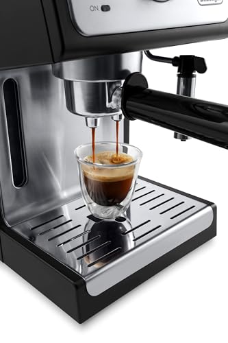 DeLonghi 15 Bar Pump Espresso Machine with Milk Frother & Temperature Control   Compact Home Barista Coffee Maker for Espresso  Latte  Cappuccino & Iced Coffee  Easy to Clean Design