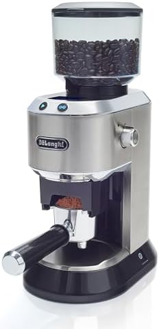 DeLonghi Dedica Conical Burr Grinder with Portafilter Attachment  6 9 x 11 2 x 18 1 inches  Silver