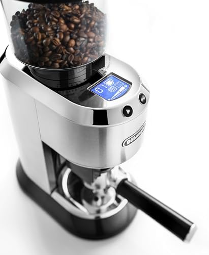 DeLonghi Dedica Conical Burr Grinder with Portafilter Attachment  6 9 x 11 2 x 18 1 inches  Silver