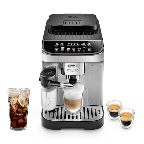 DeLonghi Magnifica Evo Automatic Espresso & Coffee Machine with Auto Milk Frother  Built in Grinder & Auto Clean Function   For Latte  Cappuccino  Americano  Iced Coffee  ECAM29084SB   Silver