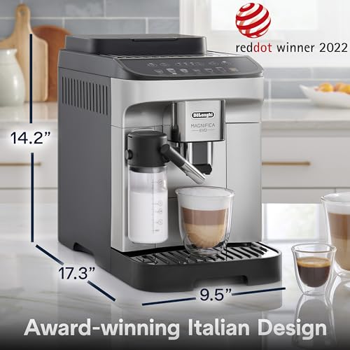 DeLonghi Magnifica Evo Automatic Espresso & Coffee Machine with Auto Milk Frother  Built in Grinder & Auto Clean Function   For Latte  Cappuccino  Americano  Iced Coffee  ECAM29084SB   Silver