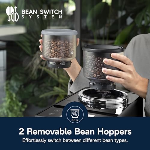 DeLonghi Rivelia Automatic Espresso Machine with Grinder & Milk Frother   All in One Coffee Maker  Hot & Iced Latte  Cappuccino  Bean Switch System  Burr Grinder  Compact Italian Design  Black