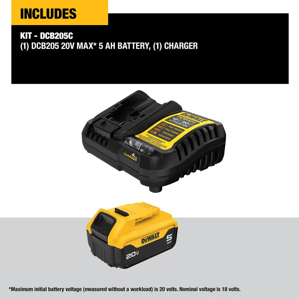 DeWalt DCB205C 20V MAX XR Starter Kit   5 0 Ah Battery Pack and Charger