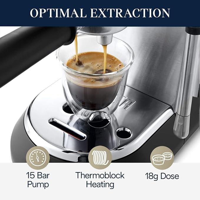 De Longhi Dedica Arte 15 Bar  2 Cup Metal Espresso Machine