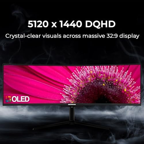 Deco Gear 49 Curved QD OLED Ultrawide Monitor   5120x1440   144Hz   HDR400 True Black   0 03ms   FreeSync Premium   100  sRGB   HDMI 2 1   90W USB C   Built in Speakers  Height Adjustable Stand