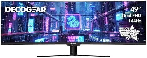 Deco Gear 49 Curved QD OLED Ultrawide Monitor   5120x1440   144Hz   HDR400 True Black   0 03ms   FreeSync Premium   100  sRGB   HDMI 2 1   90W USB C   Built in Speakers  Height Adjustable Stand
