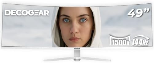 Deco Gear 49 Curved QD OLED Ultrawide Monitor   5120x1440   144Hz   HDR400 True Black   0 03ms   FreeSync Premium   100  sRGB   HDMI 2 1   90W USB C   Built in Speakers  Height Adjustable Stand