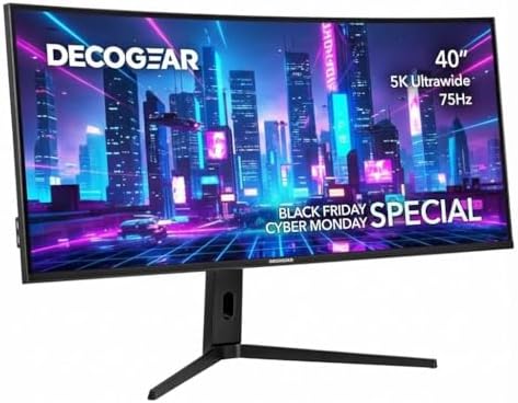 Deco Gear 49 Curved QD OLED Ultrawide Monitor   5120x1440   144Hz   HDR400 True Black   0 03ms   FreeSync Premium   100  sRGB   HDMI 2 1   90W USB C   Built in Speakers  Height Adjustable Stand