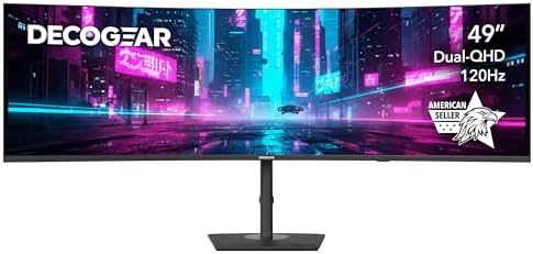 Deco Gear 49 Curved QD OLED Ultrawide Monitor   5120x1440   144Hz   HDR400 True Black   0 03ms   FreeSync Premium   100  sRGB   HDMI 2 1   90W USB C   Built in Speakers  Height Adjustable Stand