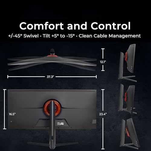 Deco Gear DGOLED49 QD OLED 49 inch QD OLED 5120 x 1440  DQHD  Computer Monitor  144Hz  Adaptive Sync  USB C 90W PD  HDMI  Display Port  VESA Mountable  Tilt  Height Adjustable  Speaker  0 03ms  Black