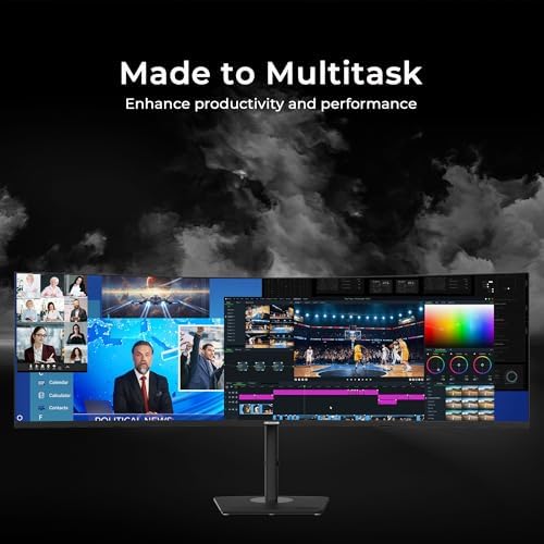 Deco Gear DGOLED49 QD OLED 49 inch QD OLED 5120 x 1440  DQHD  Computer Monitor  144Hz  Adaptive Sync  USB C 90W PD  HDMI  Display Port  VESA Mountable  Tilt  Height Adjustable  Speaker  0 03ms  Black