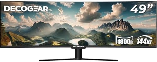 Deco Gear DGOLED49 QD OLED 49 inch QD OLED 5120 x 1440  DQHD  Computer Monitor  144Hz  Adaptive Sync  USB C 90W PD  HDMI  Display Port  VESA Mountable  Tilt  Height Adjustable  Speaker  0 03ms  Black
